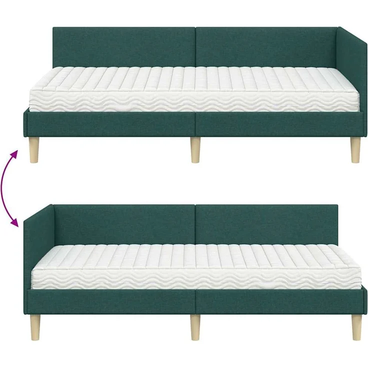vidaXL Eckbettgestell mit Matratze 2 stk. Dunkelgrün 100 x 200 cm 3393753 – Bild 12