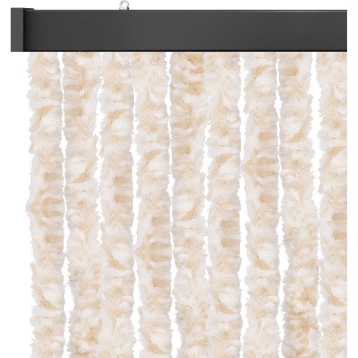 Flauschvorhang 90x200cm, perfekter Insekten- und Sichtschutz für Ihre Balkon- und Terrassentür, viele Farben Meliert beige - weiß