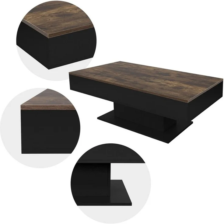 ML-DESIGN Couchtisch Beistelltisch mit 2 Staufächern unter Schiebeplatte Truhefunktion, Wohnzimmertisch 2 Stauräume Sofatisch mit aufziehbare Tischplatte – Bild 3