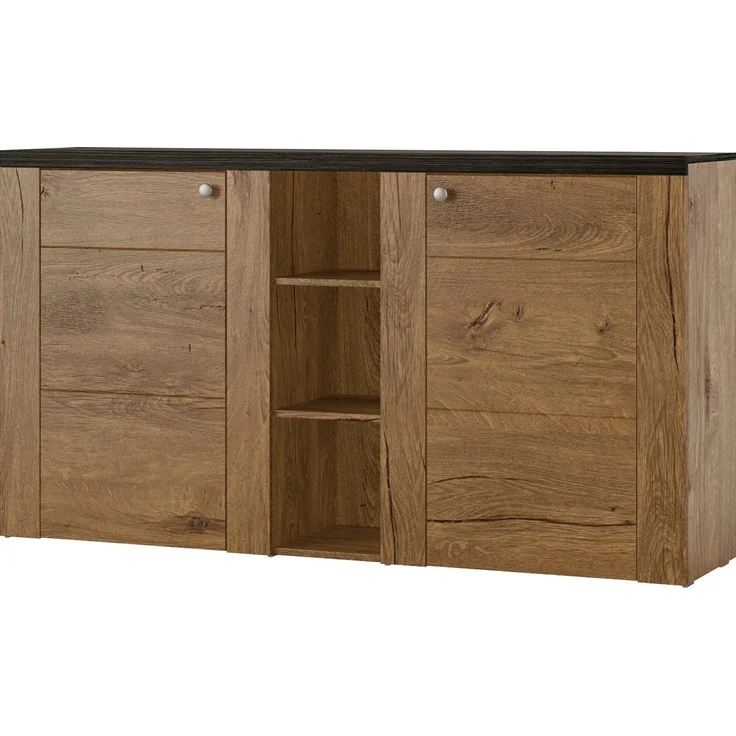 Home affaire Sideboard Larona, zeitlose Kommode mit 2 Türen, Türkommode, Breite 155 cm, Höhe 84 cm, viel Stauraum, Anrichte mit dekorativer Rahmenoptik – Bild 5