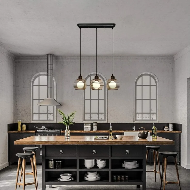 Nettlife Pendelleuchte Schwarz Esstisch Vintage Metall E27 Hängelampe Retro Hängeleuchte, LED wechselbar, für Esstisch Küche Esszimmer Wohnzimmer Arbeitszimmer Büro – Bild 3