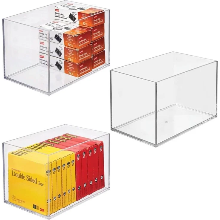 mDesign Schreibtisch Organizer Aufbewahrung Ablage stapelbar 3er-Set Transparent – Bild 9