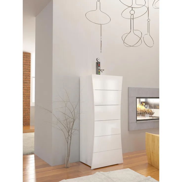 Kommode >Arona< in Weiß Hochglanz - 50x121.7x40cm (BxHxT)