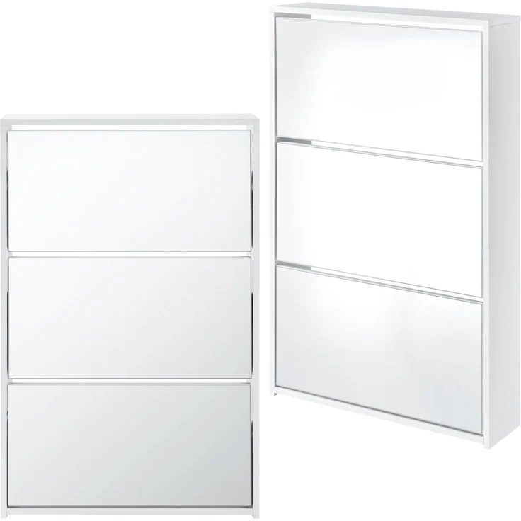 en.casa Schuhkipper Vogar mit 3 Türen 103 x 63 x 17 cm Weiß – Bild 3