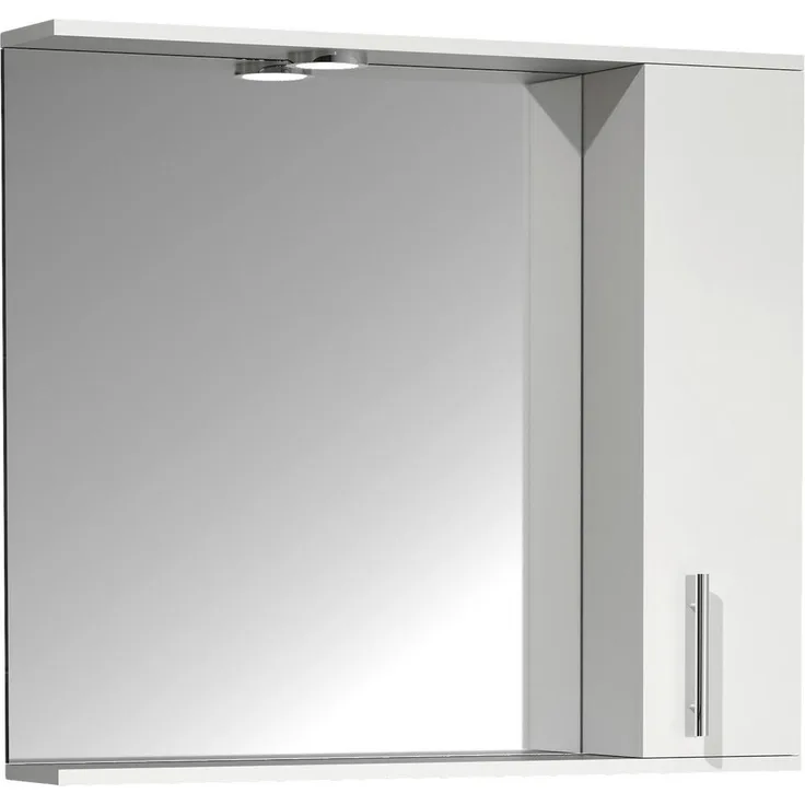 MID.YOU Spiegelschrank, Weiß, Kunststoff, 2 Fächer, erweiterbar, 75x71x14 cm, Badezimmer