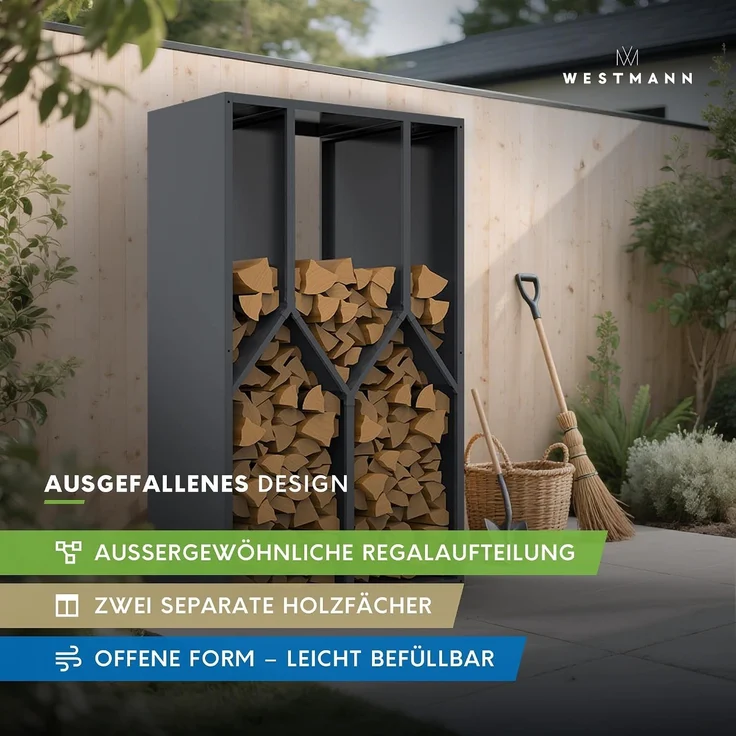 Westmann Castra B | Metall Kaminholzregal innen – Bild 3