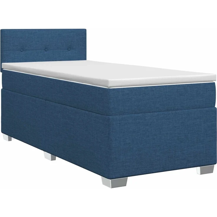vidaXL Boxspringbett mit Matratze mit Kopfteil Blau 90 x 200 cm Stoff 3450396 – Bild 2