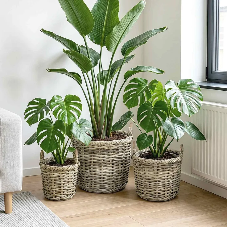 vidaXL Blumentopfkorb GENDT 3 stk. Natürliches Grau Kubu Rattan 42020955