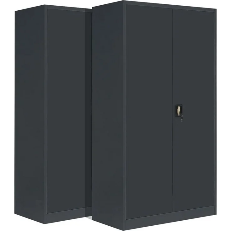 LagerZwei Aktenschrank Stahlschrank 195x100x50 cm (Packung, 2-St, 2er-Set) 3-fach verriegelt, 4 Böden, bis 60 Ordner, Flügeltüren 130° – Bild 1