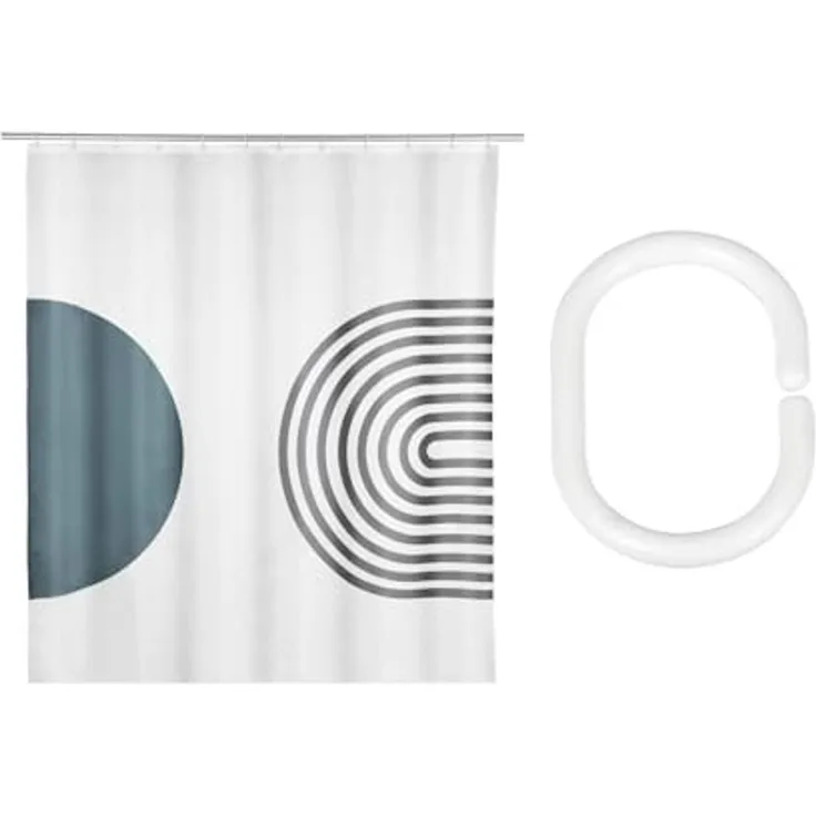 SCHÖNER WOHNEN-Kollektion Duschvorhang »Orfa« Breite 180 cm (Set, 17-tlg), aus recyceltem Polyester, abstraktes Motiv, mit 16 Duschvorhangringen