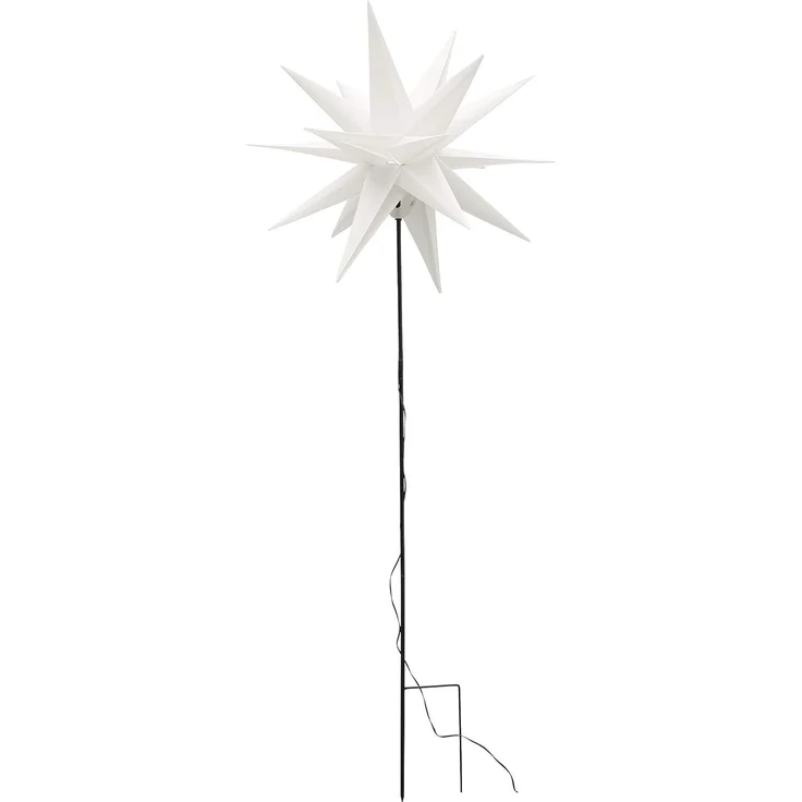 Bonetti 3D Leuchtstern inkl. warm-weißer LED Beleuchtung | für Innen und Außen geeignet | hängend | 7,5 m Zuleitung (weiß, ca. 57 x 44 x 48 cm mit Erdspieß (Netzstecker))