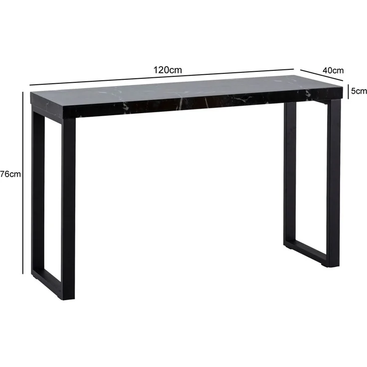 Konsolentisch Marmor-Optik Schwarz Hochglanz 120x40x76 cm Design Anrichte Flu... – Bild 4