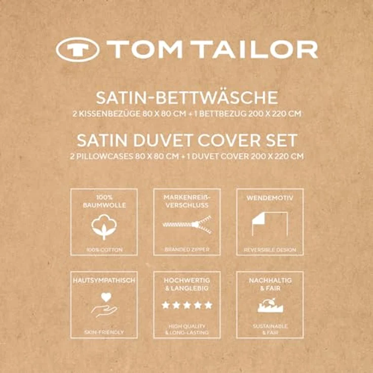 TOM TAILOR HOME Bettwäsche TWO-TONE SOLID COLORS in Gr. 135x200 cm, 155x220 cm oder 200x220 cm, Satin, 3 teilig, new bedroom, Doppelnaht am Kissen – Bild 7
