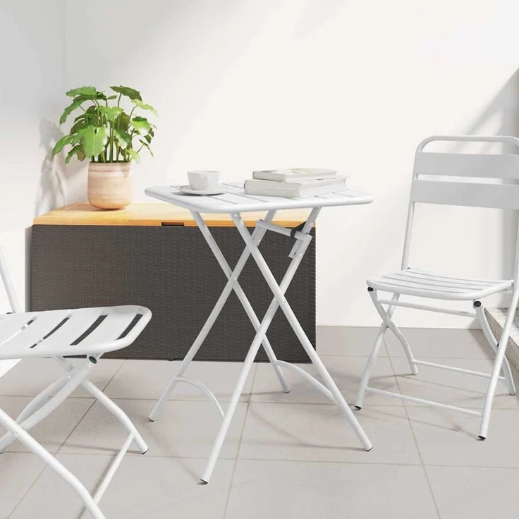 vidaXL Bistrotisch Weiß 55 x 55 x 72,5 cm Pulverbeschichteter Stahl 42002944 – Bild 1