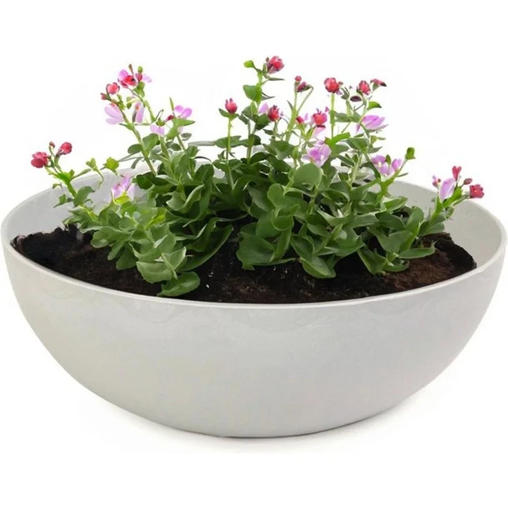 matches21 HOME & HOBBY Blumentopf Pflanzschalen für draussen Dekoschalen rund beige grau 20 cm (1 St), Blumen-Schale als wetterfeste Friedhof-Schale Grab-Schmuck Grabschale – Bild 4