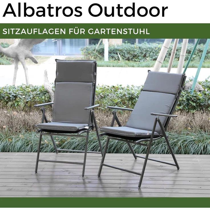 Albatros International Stuhlkissen Albatros Sitzauflage Gartenstuhlauflagen Sitzpolster, Sitzpolster Sitzkissen Outdoor Anthrazit Hochlehner Auflage UV – Bild 2