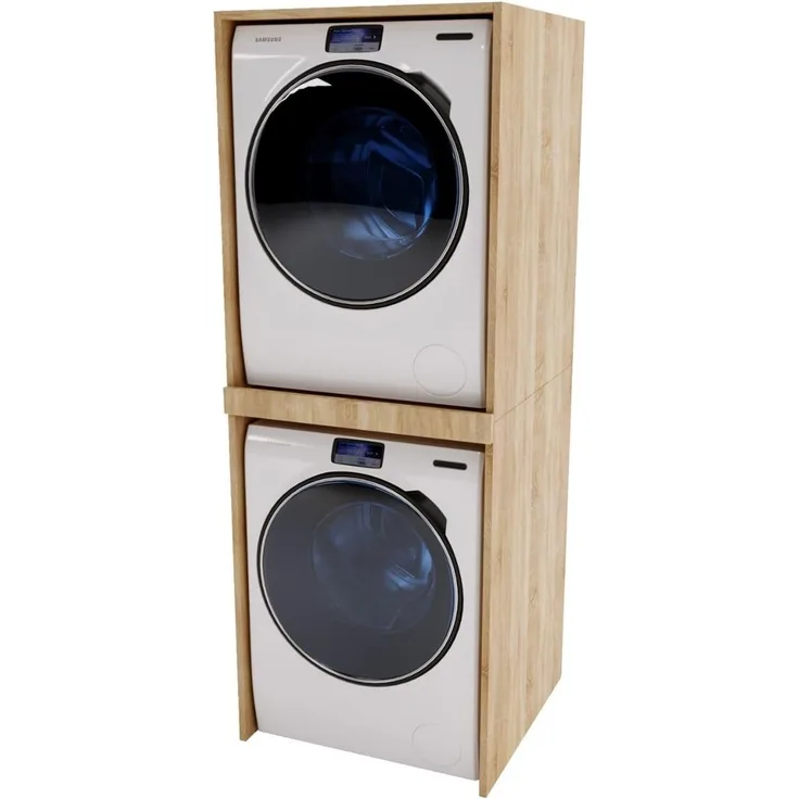 CraftPAK Waschmaschinenumbauschrank Waschmaschinenschrank für Waschmaschine & Wäschetrockner (B 66cm x H 180cm x T 65 cm/ T 51,2 cm) Umbauschrank für Bad, in zwei verschiedenen Tiefengrößen