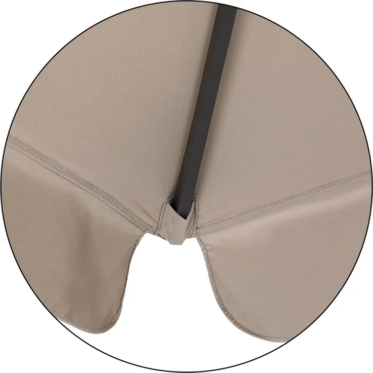 Kingsleeve Sonnenschirm mit Kurbel, UV Schutz 30+, Alu Mast / Polyester taupe, Ø 330 cm – Bild 8