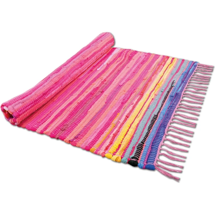 Flickenteppich handgewebter Teppich aus Baumwolle, stylischer und strapazierfähiger Fleckerlteppich in vielen verschiedenen modischen Ausführungen erhältlich (50 x 80cm / pink - rosa) – Bild 7