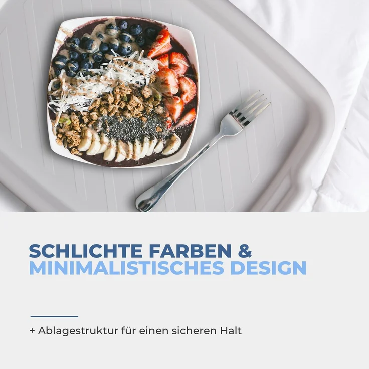 Serviertablett Servierplatte mit Griffen - Frühstückstablett für Kaffee, Tee, Essen - Rechteckig ( Weiß ) 45cm x 33cm x 3cm – Bild 4