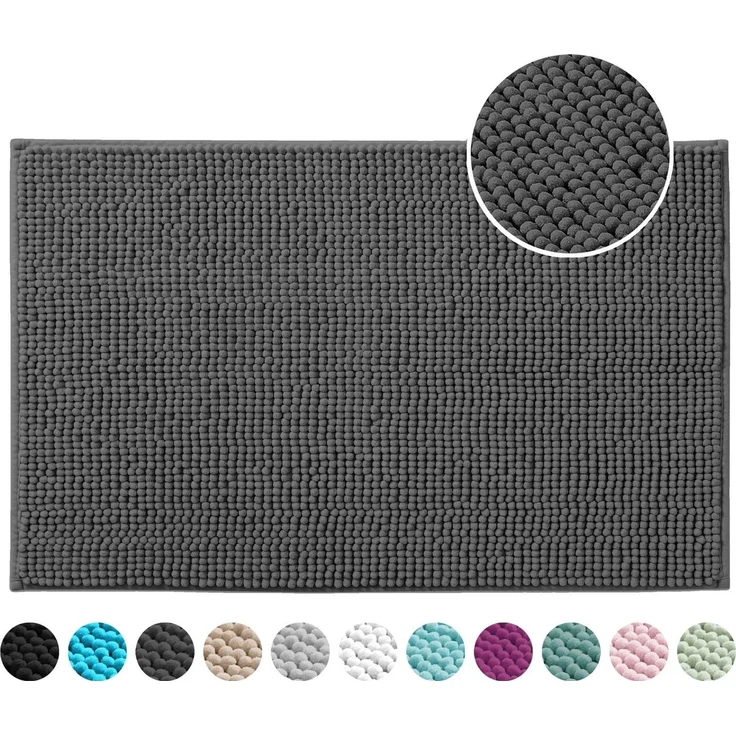 OTTO home Badematte Vanessa Chenille, Standard & Premium, 15mm oder 20mm, auch als 2er Set, rutschhemmend beschichtet, schnell trocknend, strapazierfähig, fußbodenheizungsgeeignet, Polyester, rechteckig, 2-tlg. 45 cm x 50 cm, Uni Farben, besonders weic... – Bild 2