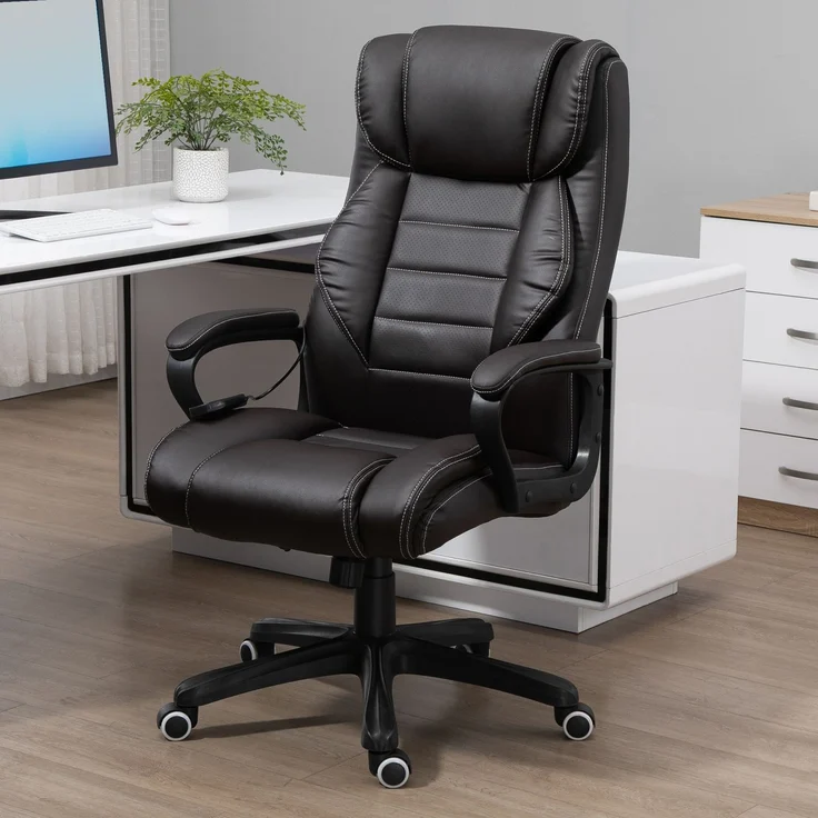 MELAYR, Bürostuhl mit Massagefunktion, ergonomischer Bürostuhl, hoher Komfort, höhenverstellbar, 78 x 35 x 66 cm, Braun – Bild 4
