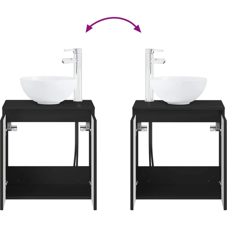 vidaXL Wandhängendes Badezimmerschrank-Set 3 stk. Schwarz 3405628 – Bild 11