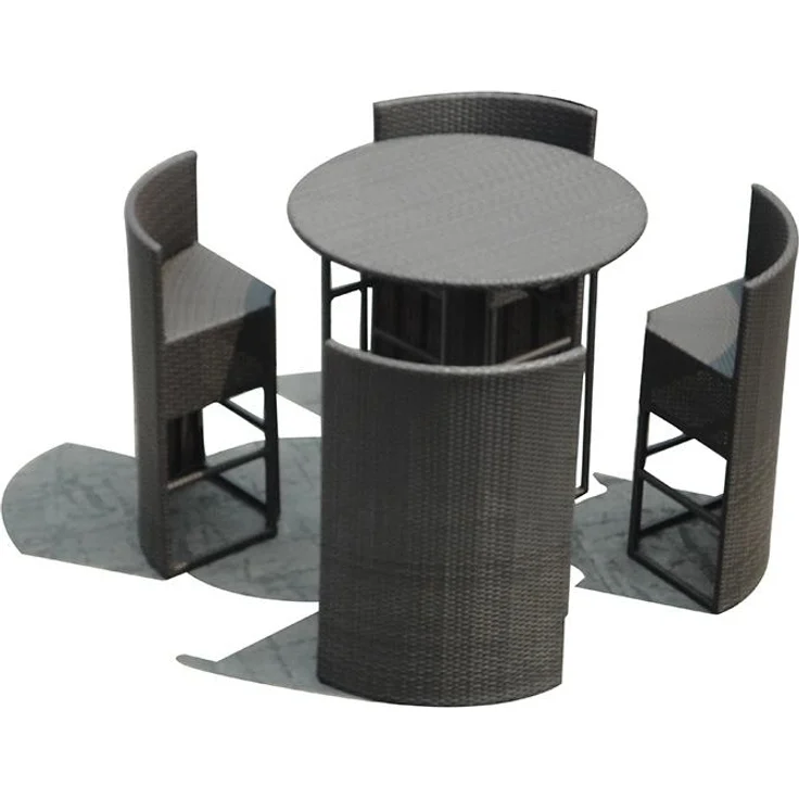 PureHaven Bar-Set 100x110 cm wetterbeständiges Polyrattan elegantes Design für bis zu 4 Personen inkl. Sitzauflagen Tisch mit Glasplatte grau – Bild 6