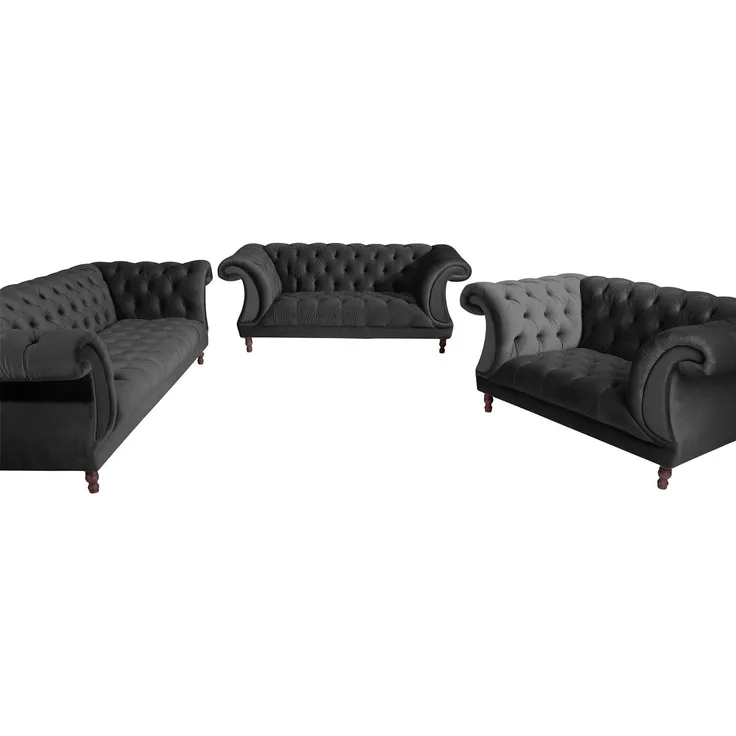 Ivette Sessel Samtvelours Schwarz Buche Nussbaumfarben