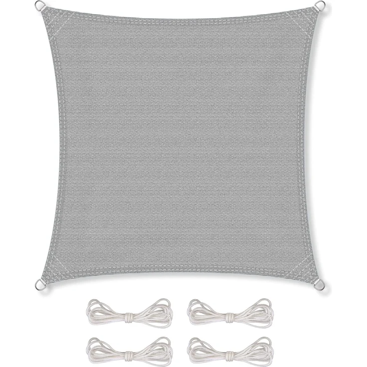 CelinaSun Sonnensegel HDPE BASIC Sonnenschutz atmungsaktiv Quadrat 2x2m hellgrau – Bild 1