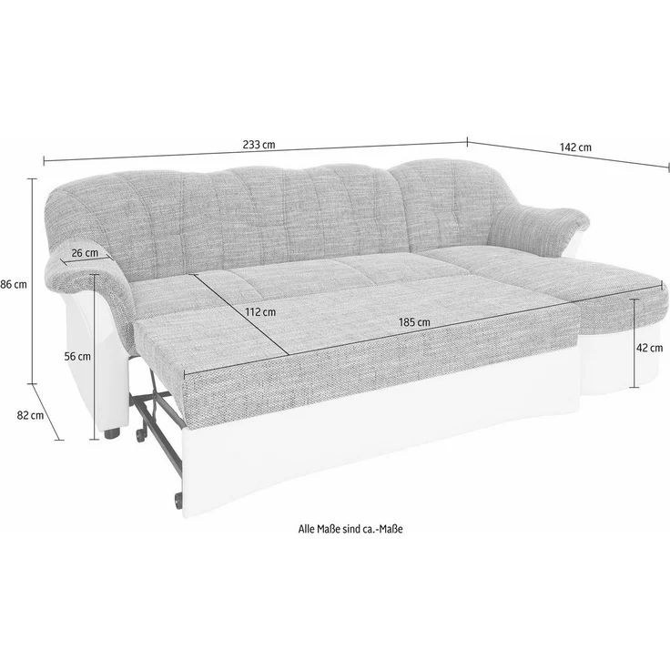 DOMO collection Ecksofa Flores Schlafsofa, B/T/H: 233/142/86 cm, L-Form, wahlweise mit Bettfunktion, wahlweise mit Federkern, auch in Leder – Bild 3