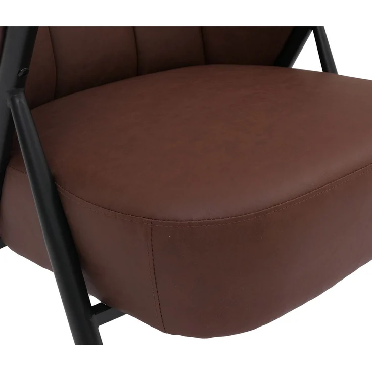 Sessel HWC-P30, Polster-/Cocktail-/Clubsessel Lounge Chair Vintage Retro Industrial Metall Kunstleder ~ rostrot – Bild 8