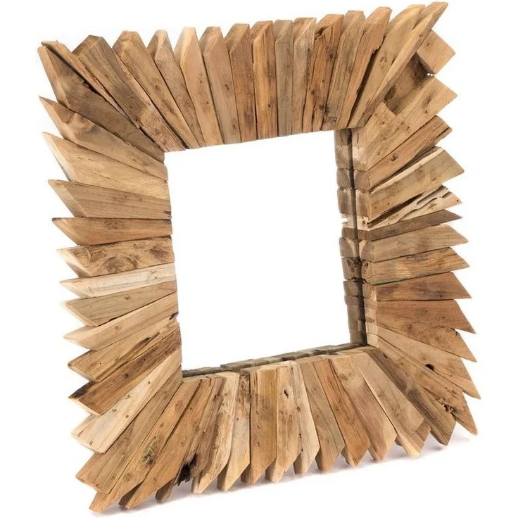 CREEDWOOD Wandspiegel HOLZ WANDSPIEGEL "SPIKES", 50x50 cm, Massivholz, Natur Holzspiegel – Bild 5