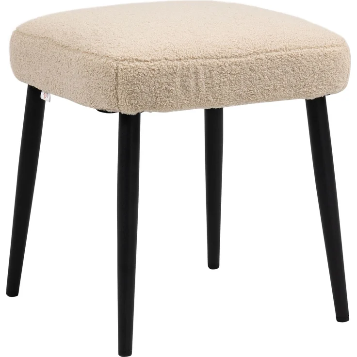 Fußhocker quadratischer Sitzhocker Schminkhocker Kaschmir-Optik mit Stahlbeinen für Wohnzimmer Schlafzimmer Beige 42x42x47cm--Beige--42x42x47cm--YOUDENOVA – Bild 1
