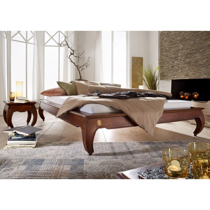 Bett Akazie 200x200x42 nougat lackiert OPIUM #265 – Bild 2