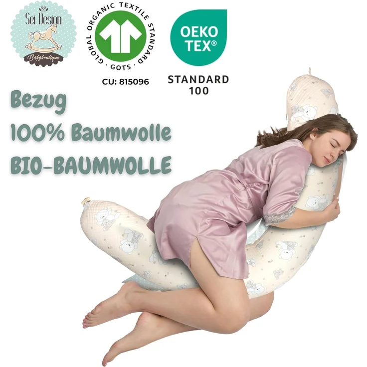 SEI Design Stillkissenbezüge Bezug Stillkissenbezug 190x30 cm Musselin BIO Baumwolle, 100% Baumwolle – Bild 3