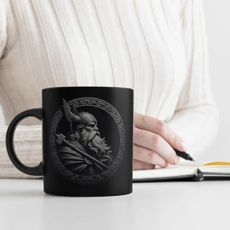 speecheese Tasse Odin Wikingergott Amulett Tasse schwarz in Schwarz – Bild 3