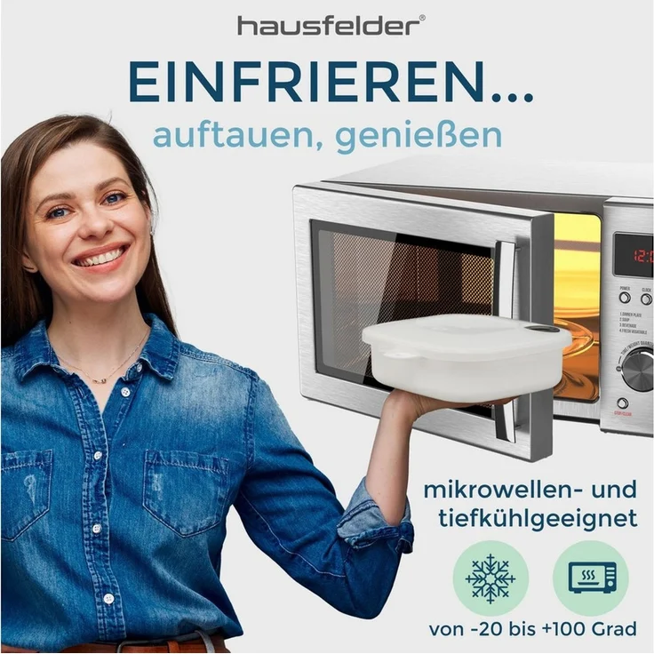 Hausfelder Mikrowellenbehälter Mikrowellentopf 2er Set, 2x 1 Liter, Mikrowellengeschirr mit Deckel, Mikrowellentopf 2 x 1 L, (2er Set, Set), BPA-freier Kunststoff, Dampfventil im Deckel – Bild 3