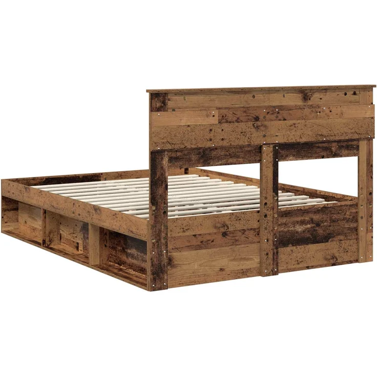 vidaXL Bettrahmen Altholz 140 x 190 cm Massives Kiefernholz 3409757 – Bild 8