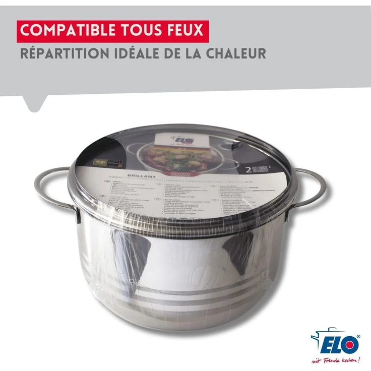 Topf ELO BRILLANT D 20 cm silber Bratentopf Universaltopf Suppentopf Kochtopf – Bild 4