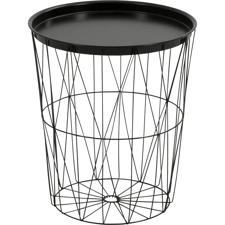 greemotion Drahtkorb-Tisch mit Tablett, Stahl, Ø ca. 40 cm, Höhe ca. 46 cm
