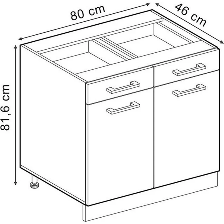 Küchenunterschrank R-Line Blau-Grau 80 cm ohne Arbeitsplatte Vicco – Bild 2