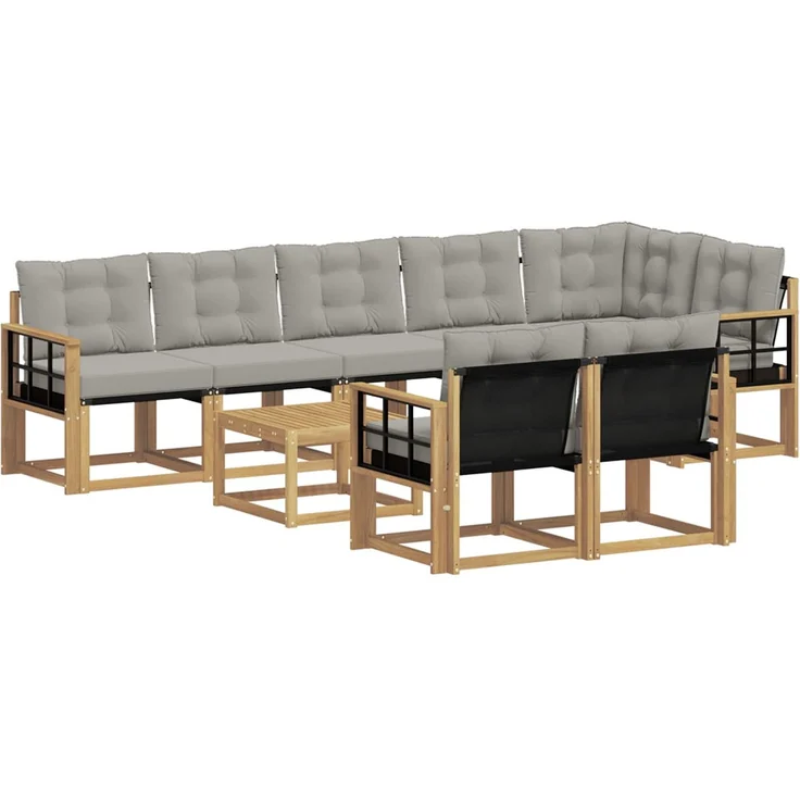 vidaXL Outdoor-Sofagarnitur 9 stk. Weiß und Hellgrau 3389625 – Bild 2