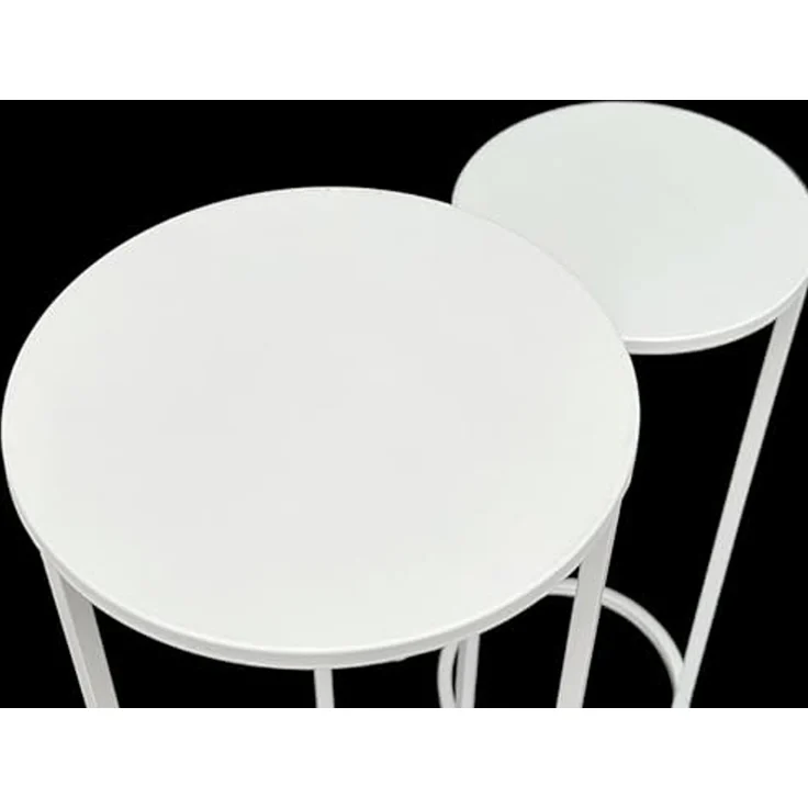 DanDiBo Blumenhocker Metall Weiß Rund Blumenständer Beistelltisch 96483 3er Set Blumensäule Modern Pflanzenständer Pflanzenhocker – Bild 4