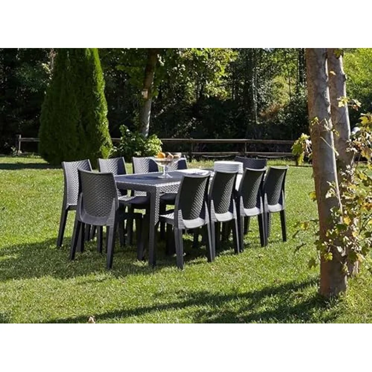 Dmora Rechteckiger ausziehbarer Gartentisch, Made in Italy, Farbe Anthrazit, Maße 150 x 72 x 90 cm (ausziehbar bis 220 cm) – Bild 6