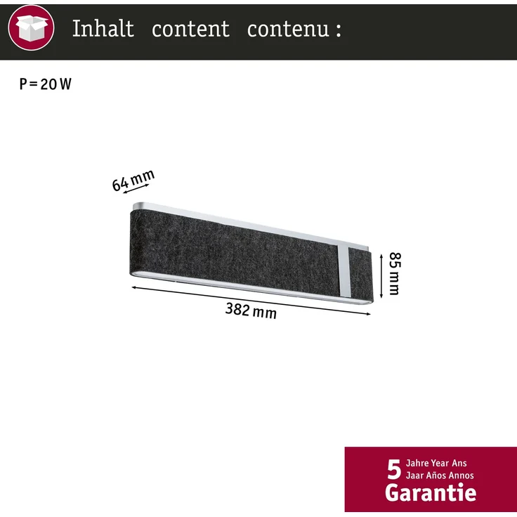 LED Wandleuchte 3-Step-Dim Jagun 2700K 1250lm 230V 18W dimmbar Anthrazit – Bild 5