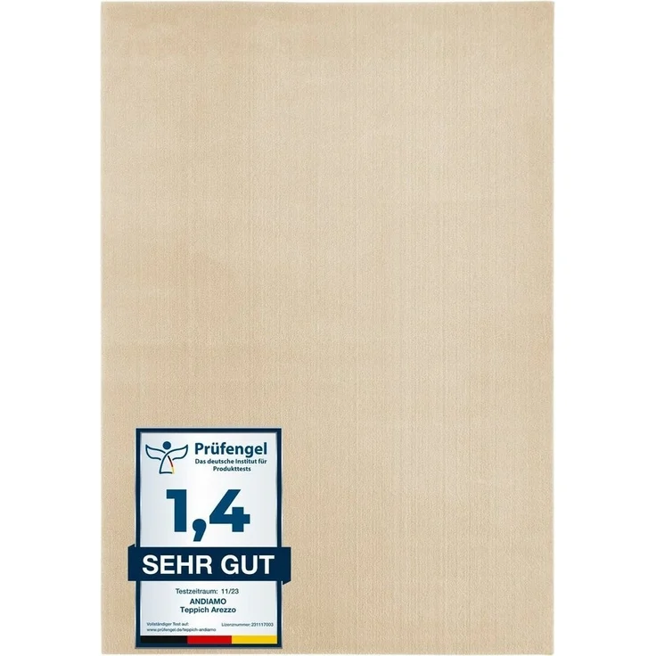 Andiamo Teppich Arezzo, rechteckig, Höhe: 16 mm, Uni Farben, weicher Flor, waschbar, ideal im Wohnzimmer & Schlafzimmer – Bild 1