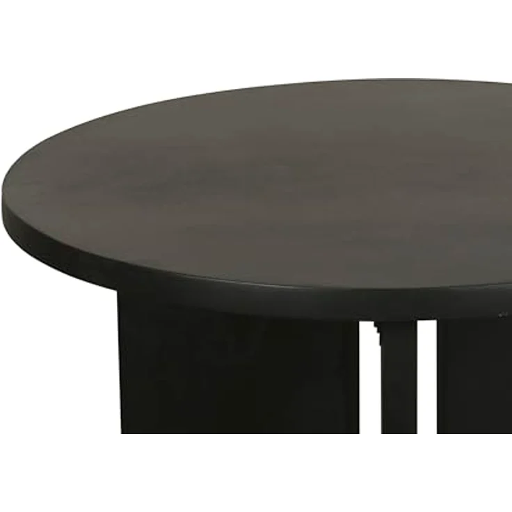 MID.YOU Couchtisch, rund, Schwarz, aus massivem Akazienholz, 60x41x60 cm, einfacher Aufbau – Bild 6