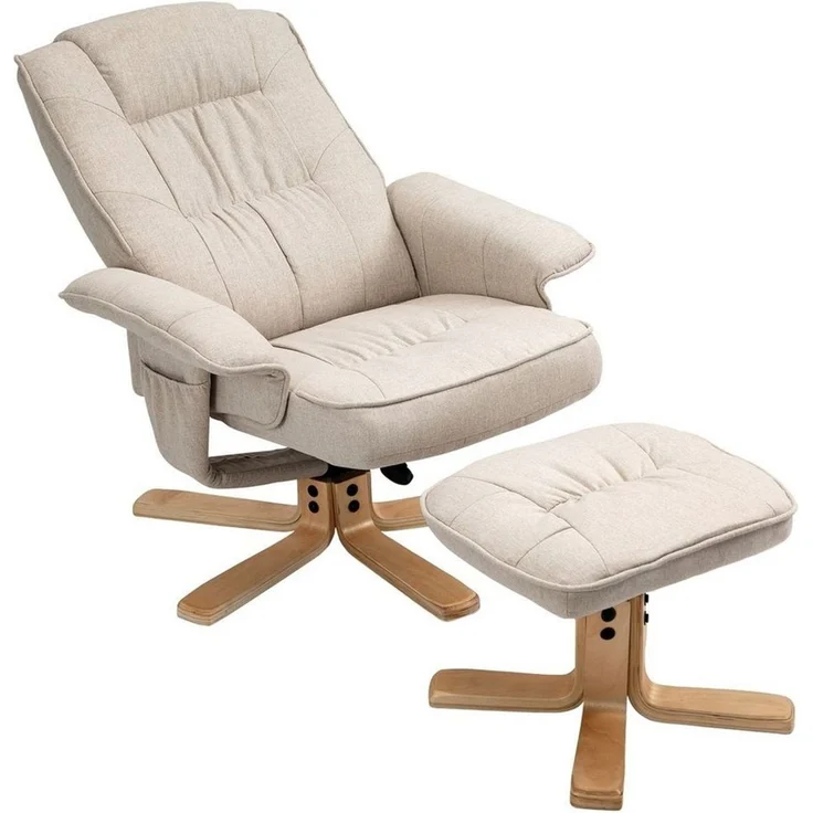 IDIMEX Relaxsessel CHARLY, Fernsehsessel mit Hocker, TV-Sessel neigungsverstellbar Stoff beige – Bild 2