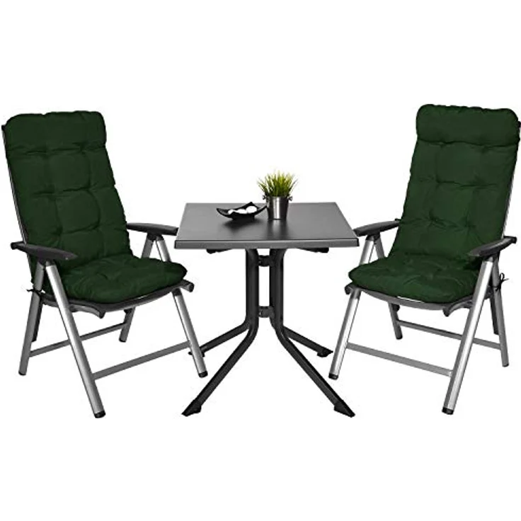 Beautissu Hochlehnerauflage 6er Set Hochlehner Auflagen Flair HL, 120 x 50 x 8 cm, Dunkelgrün, Sitzpolster Set für Gartenstühle Outdoor – Stuhlkissen für Hochlehner – Bild 11